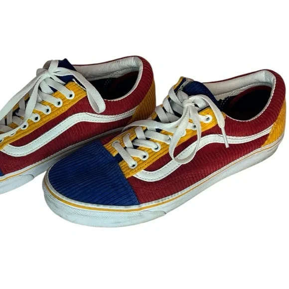 Vans Off the Wall Unisex ColorBlock Canvas Primary Corduroy LaceUp Sneakers - Picture 3 of 11